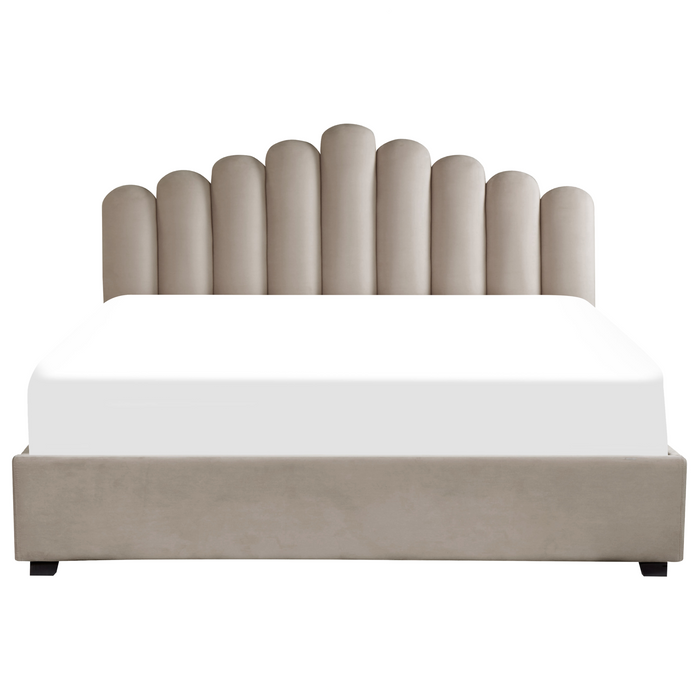 Beliani-VINCENNES -Tweepersoonsbed-Taupe-180 x 200 cm-Fluweel