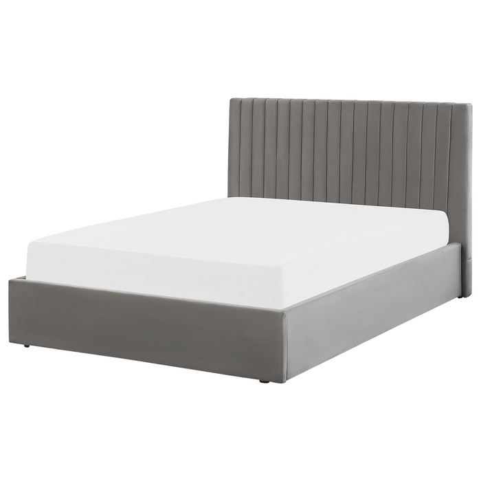 Beliani - VION - Bed met opbergruimte - Grijs - 140 x 200 cm - Fluweel