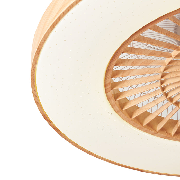 QAZQA Plafondventilator hout print met ster effect 60cm incl. LED