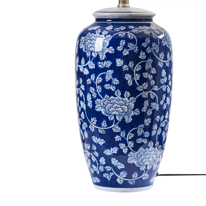 Beliani - ANGELES - Tafellamp - Wit|Blauw - Porselein|Linnen