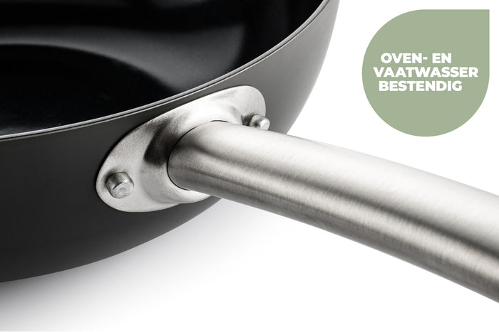 ISENVI Murray keramische wokpan met deksel 36 CM - RVS greep