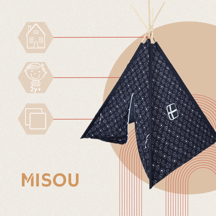 MISOU Tipi Tent voor Kinderen Speeltent 120x120x160cm Unisex Pop up...