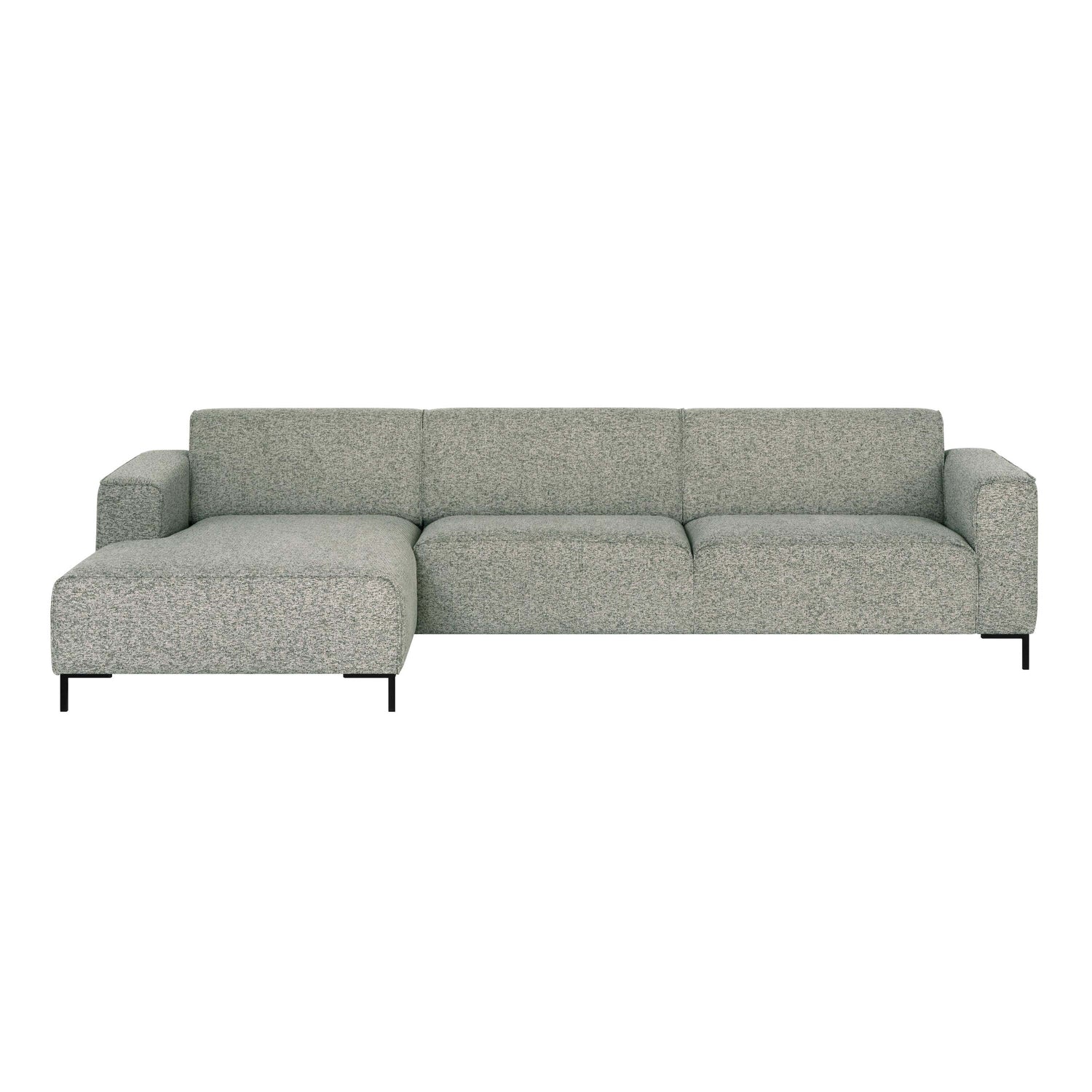 by fonQ Loft Hoekbank met Chaise Longue Links - Chenille Melange - Mintgroen