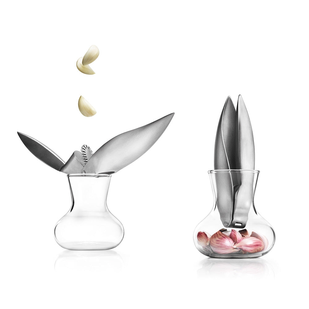 Knoflookpers met Houder, Glas, RVS - Eva Solo