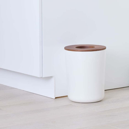 Afvalemmer, Staal|Hout - Kokoswit - iDesign | Eco Vanity