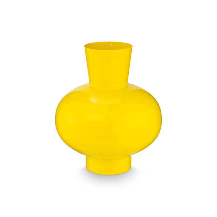 vtwonen Vaas - Bloemenvaas van Metaal - Geel - 23x27cm