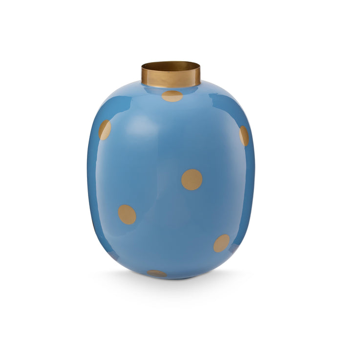 Pip Studio Vaas Dots - Bloemenvaas van Metaal - Blauw| Goud - 32cm