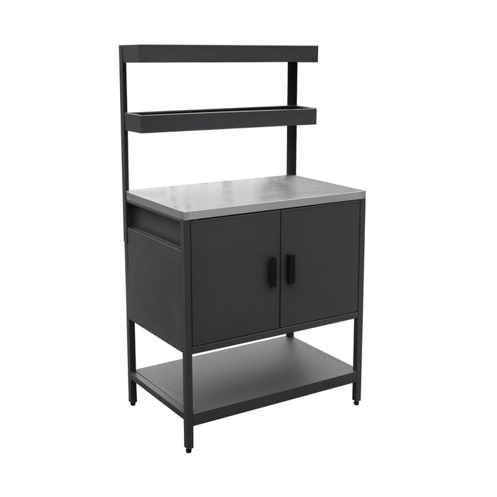 sweeek - Buitenkeuken met 2 deuren en 2 hangende planken staal L80cm