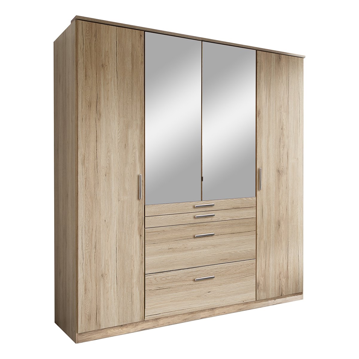 Calicosy - Kast met 4 deuren en 1 spiegel B180 cm - Houtlook