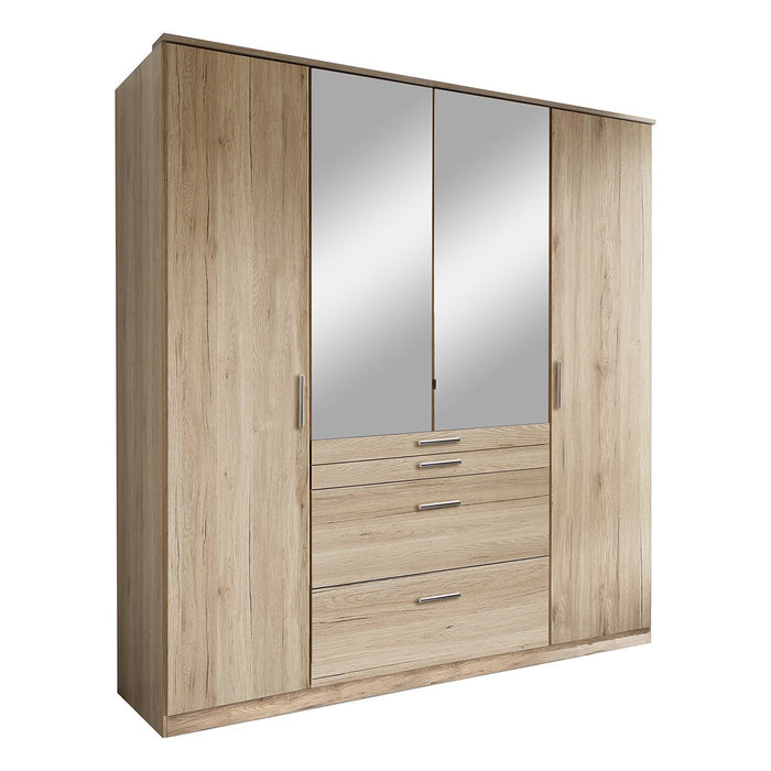 Calicosy - Kast met 4 deuren en 1 spiegel B180 cm - Houtlook