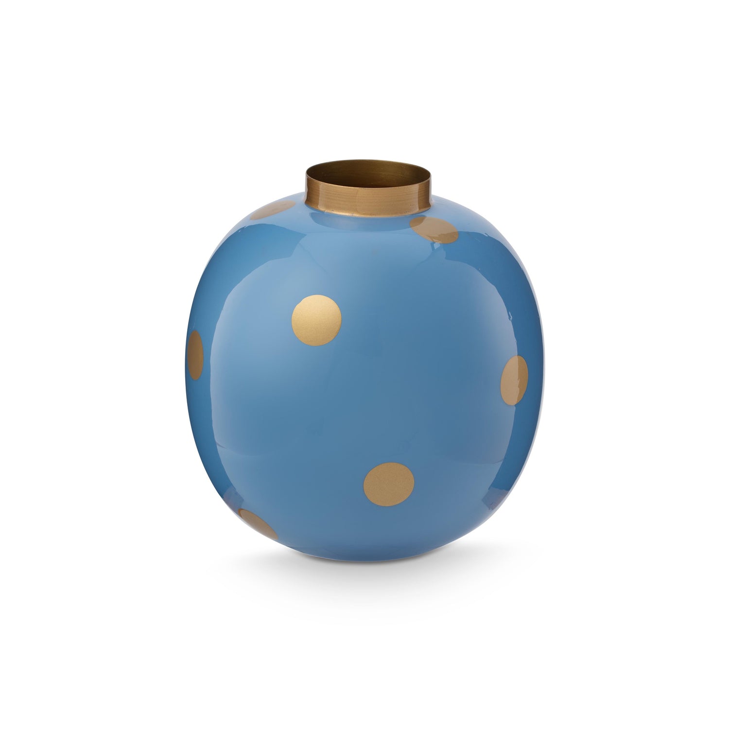 Pip Studio Vaas Dots - Bloemenvaas van Metaal - Blauw| Goud - 23cm