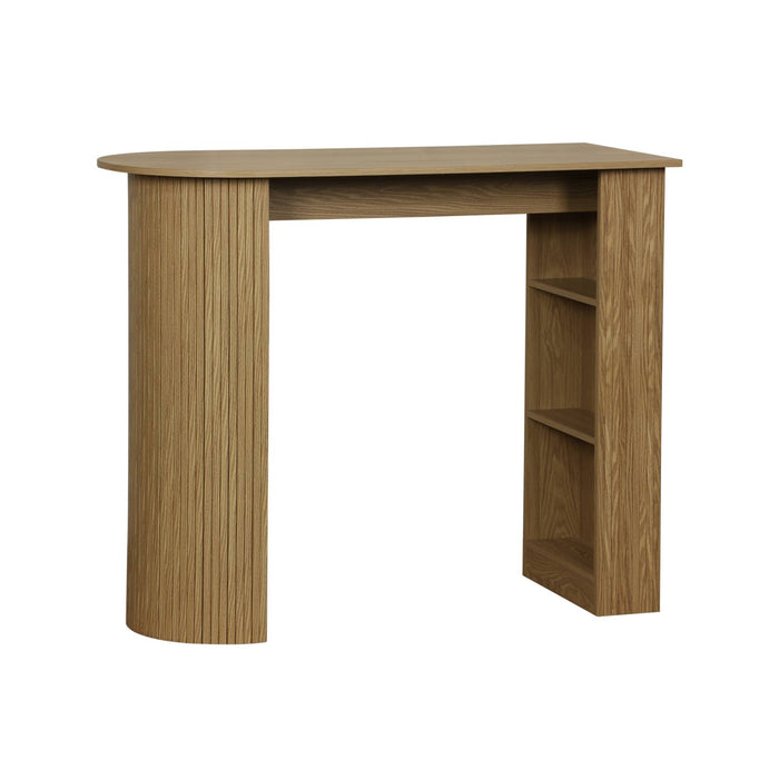 sweeek - Hoge keukentafel van houtdecor met opbergruimte