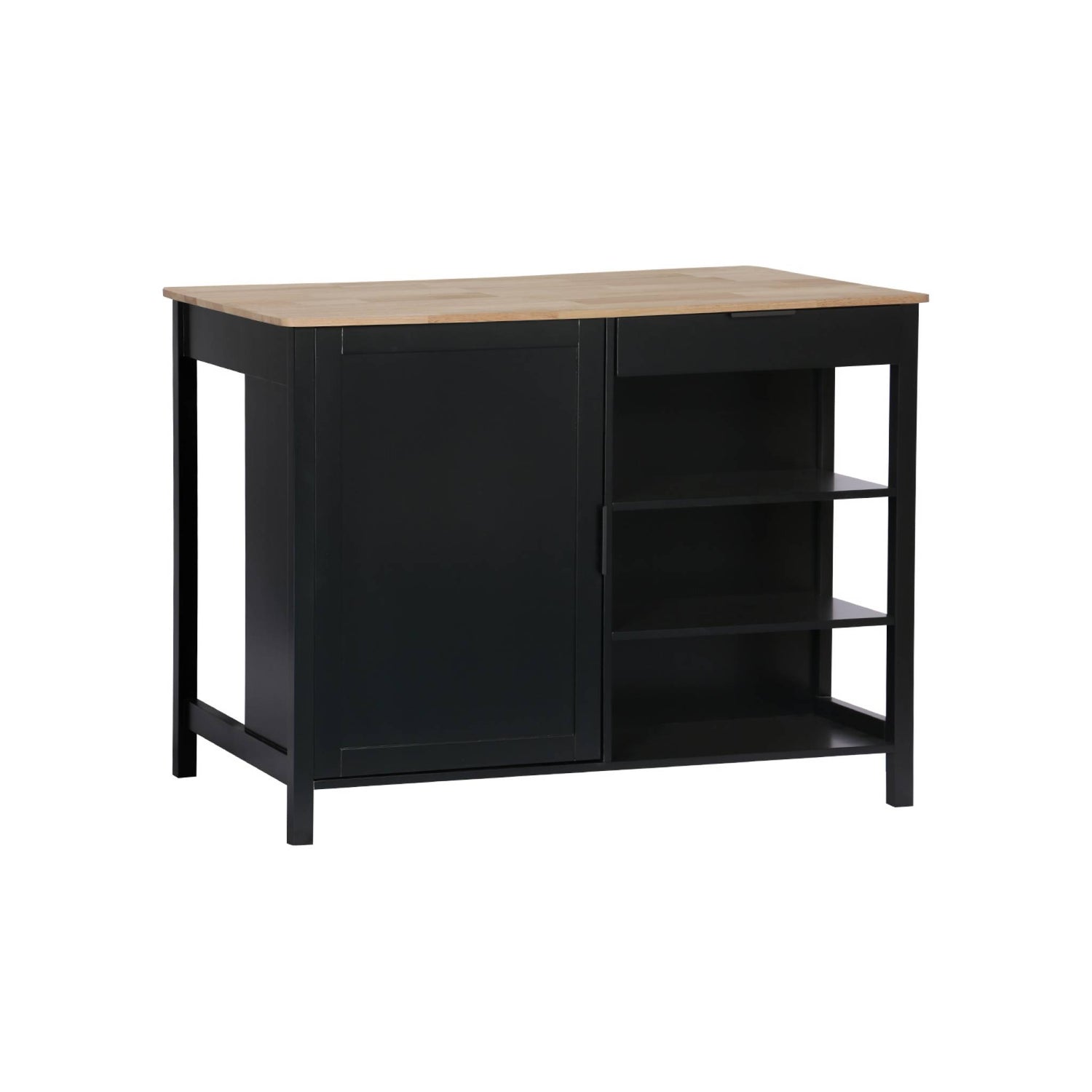 sweeek - 3-in-1 keukeneiland, 5 planken, 1 deur, 1 lade, 120cm