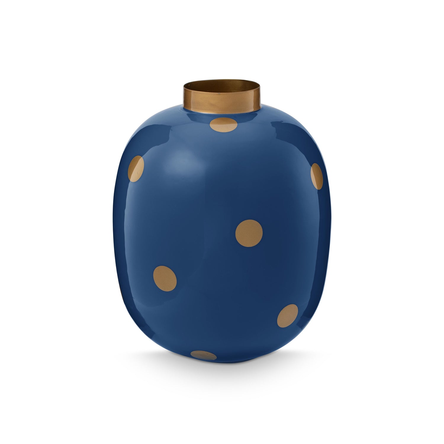 Pip Studio Vaas Dots - Bloemenvaas van Metaal - Navy| Goud - 32cm