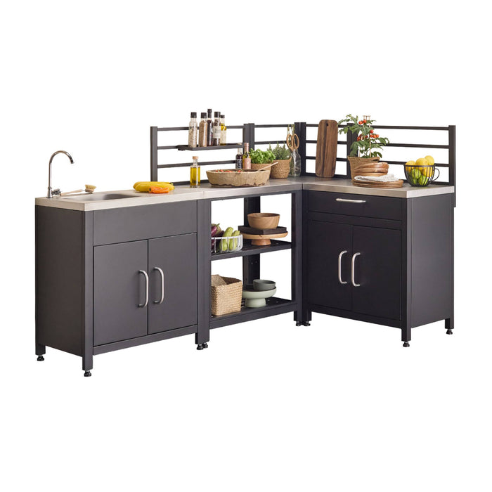 sweeek - Buitenkeuken met 4 stalen modules