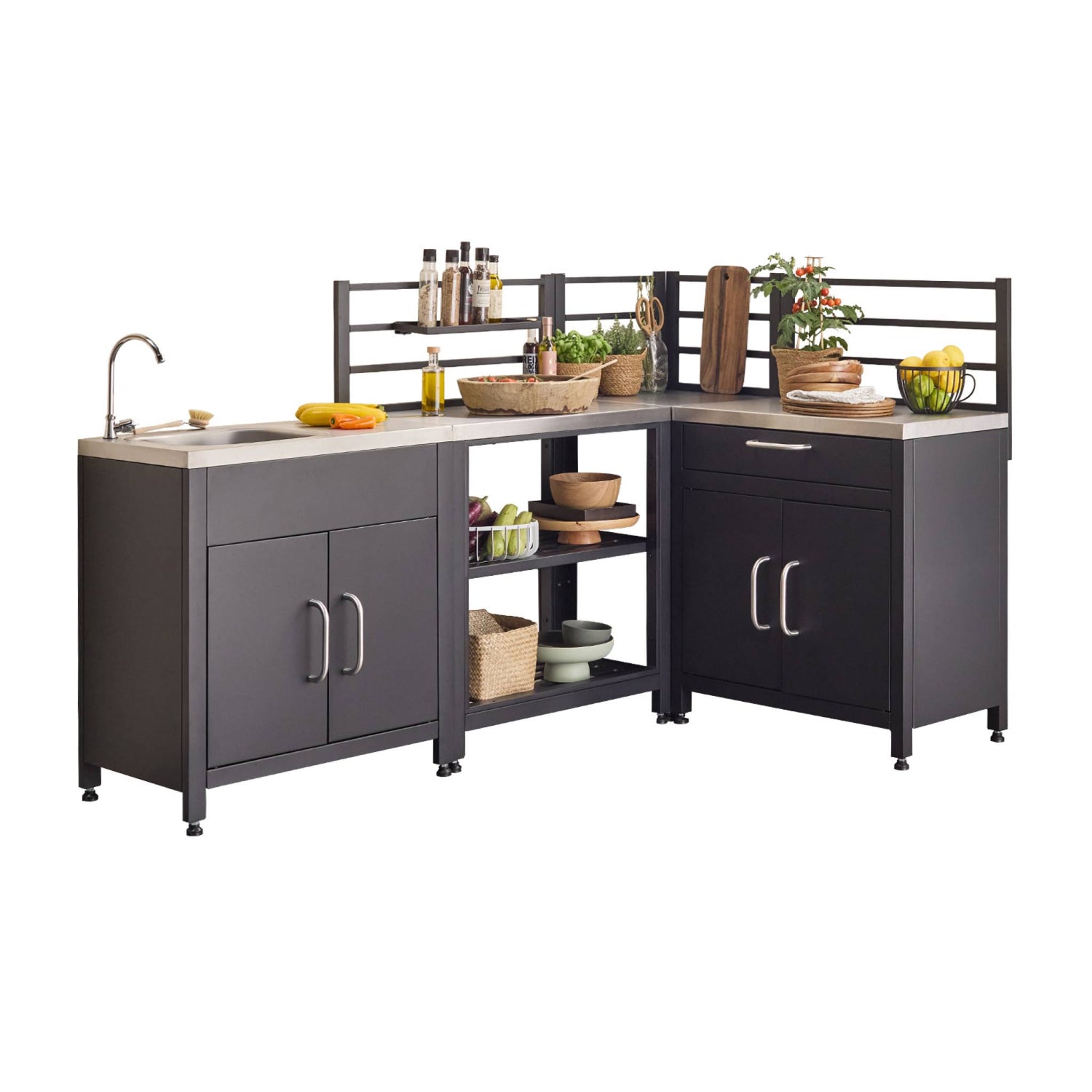 sweeek - Buitenkeuken met 4 stalen modules