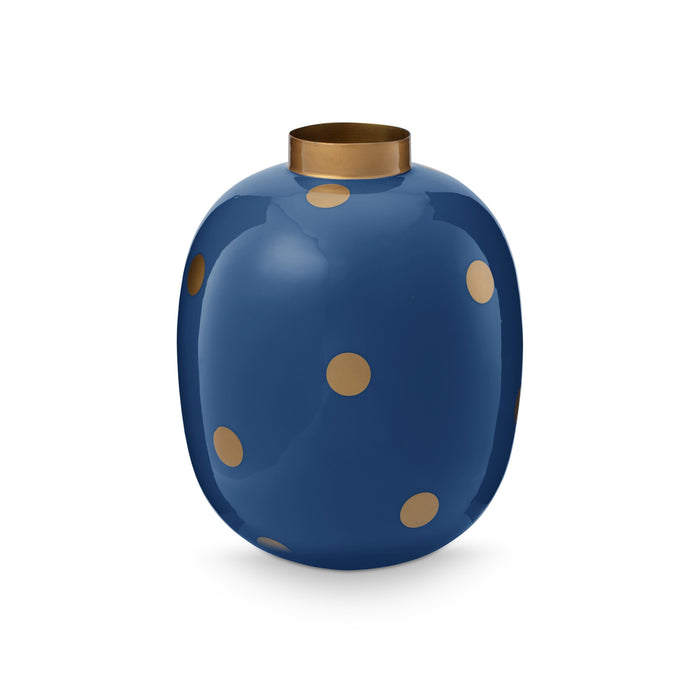 Pip Studio Vaas Dots - Bloemenvaas van Metaal - Navy| Goud - 32cm