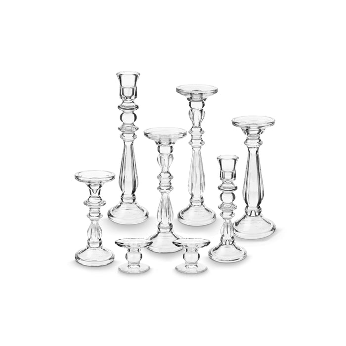 vtwonen Kandelaar Set van 7 - Kaarsenhouder van Glas - Transparant