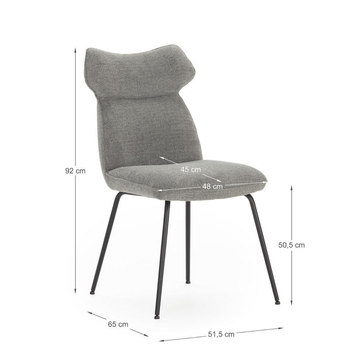 Calicosy - Set 2 stoelen DARA - L47 cm - Stof & zwart metaal