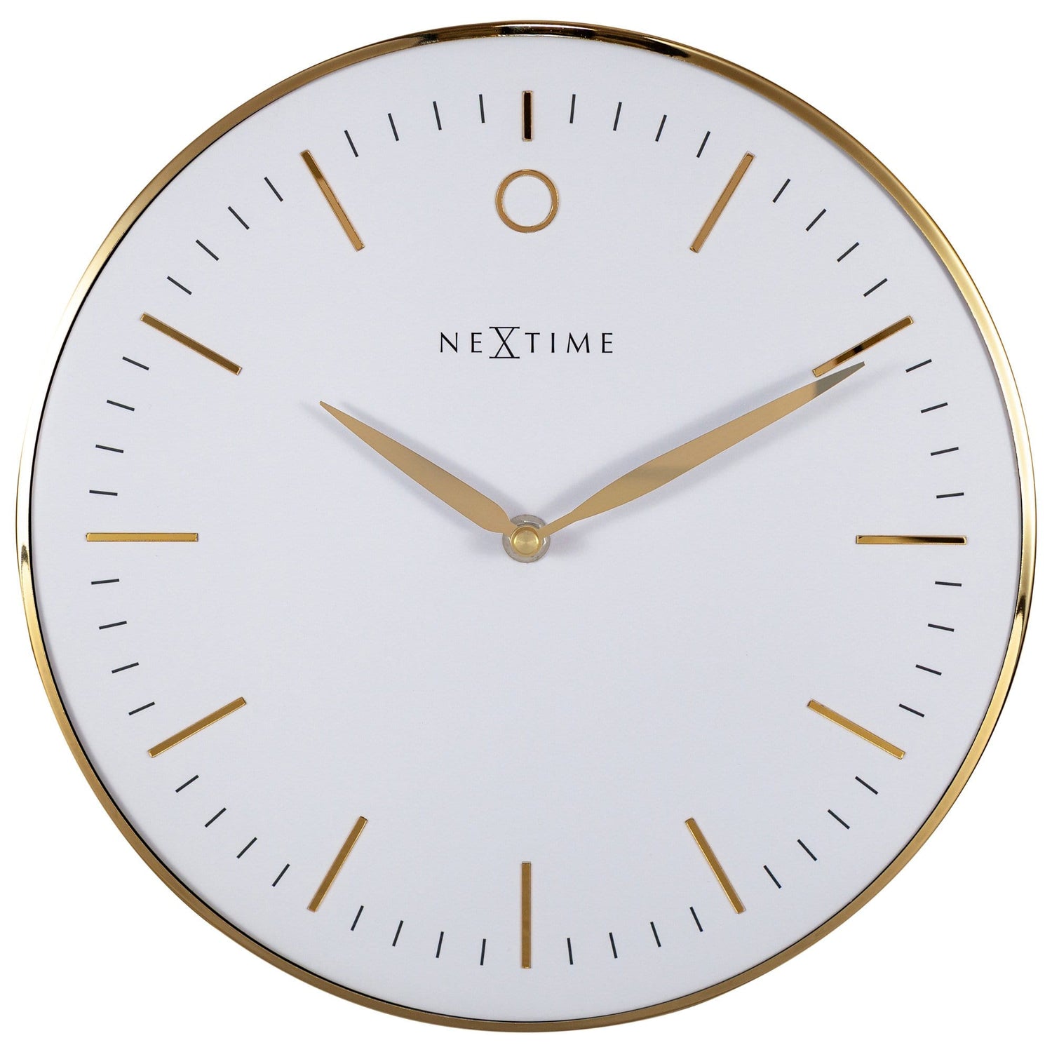 NeXtime - Design Wandklok - Geen Tikkend Geluid! - Goud|Wit- 30cm -