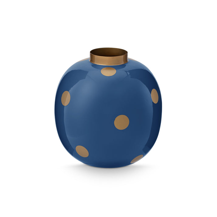 Pip Studio Vaas Dots - Bloemenvaas van Metaal - Navy| Goud - 23cm