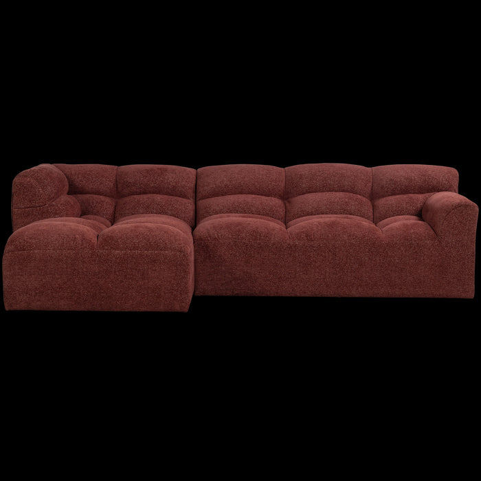 WOOOD Tibas Chaise Longue Bank Links - Geweven Stof - Wijnrood