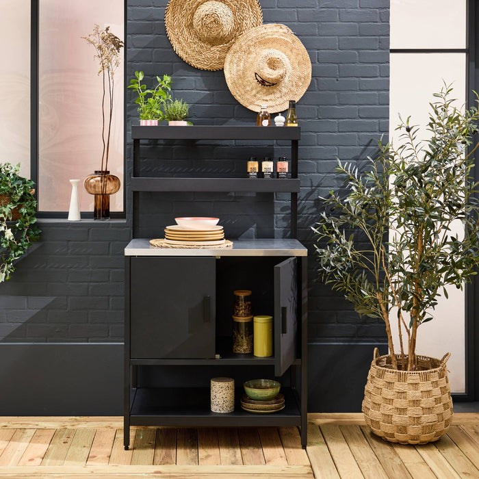 sweeek - Buitenkeuken met 2 deuren en 2 hangende planken staal L80cm