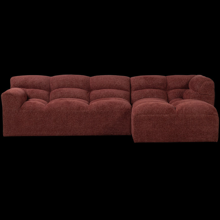 WOOOD Tibas Chaise Longue Bank Rechts - Geweven Stof - Wijnrood