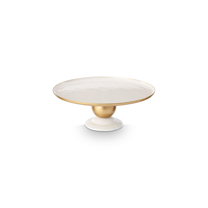 Pip Studio Serveerschaal Rond - Fruitschaal - Wit| Goud - 32x12.5cm