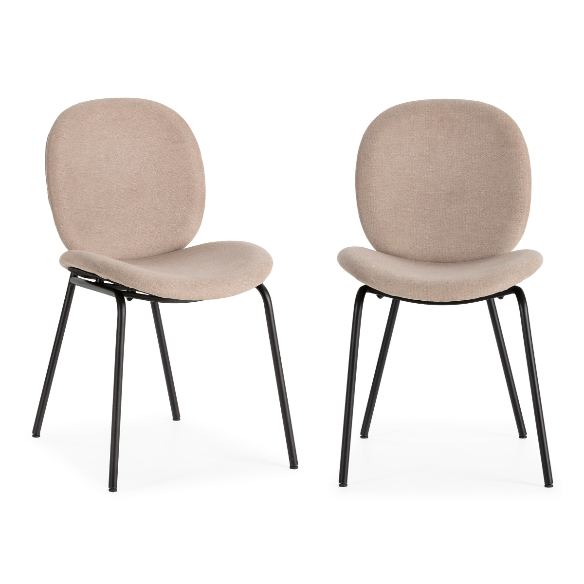 Calicosy - Set 2 stoelen CORI - L45 cm - Stof & zwart metaal