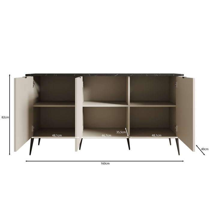 Meubella - Dressoir Mace - Beige - 160 cm