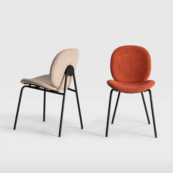 Calicosy - Set 2 stoelen CORI - L45 cm - Stof & zwart metaal