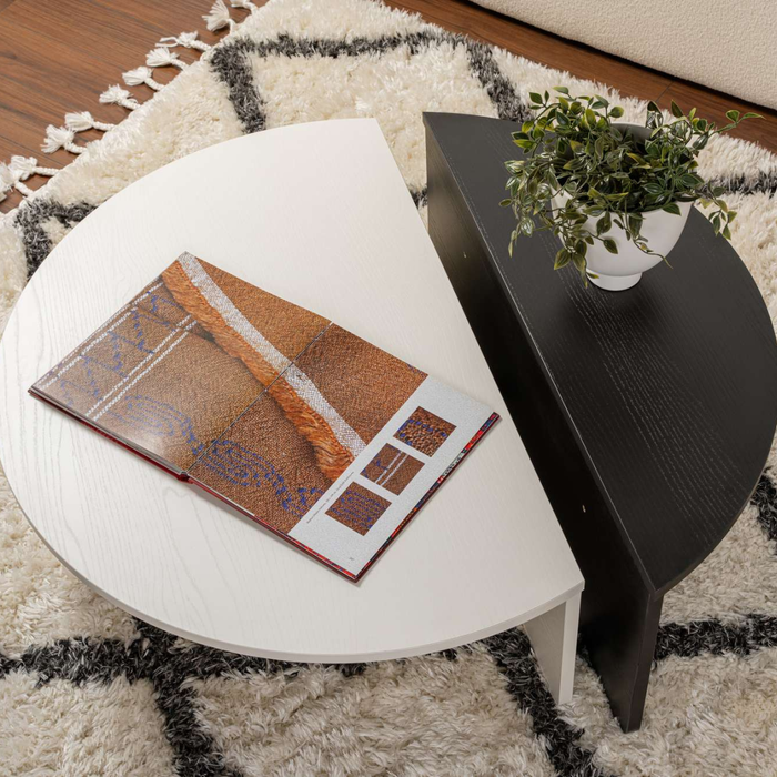 Calicosy - Set van 2 salontafels B90 cm - ORION - Wit & Zwart