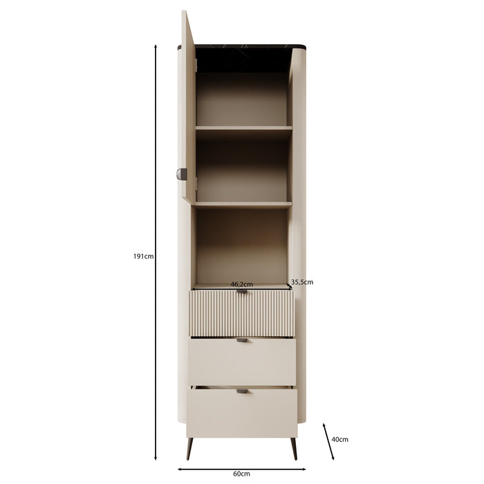 Meubella - Vitrinekast Mace - Beige - 60 cm