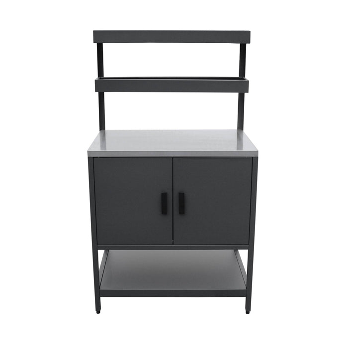 sweeek - Buitenkeuken met 2 deuren en 2 hangende planken staal L80cm