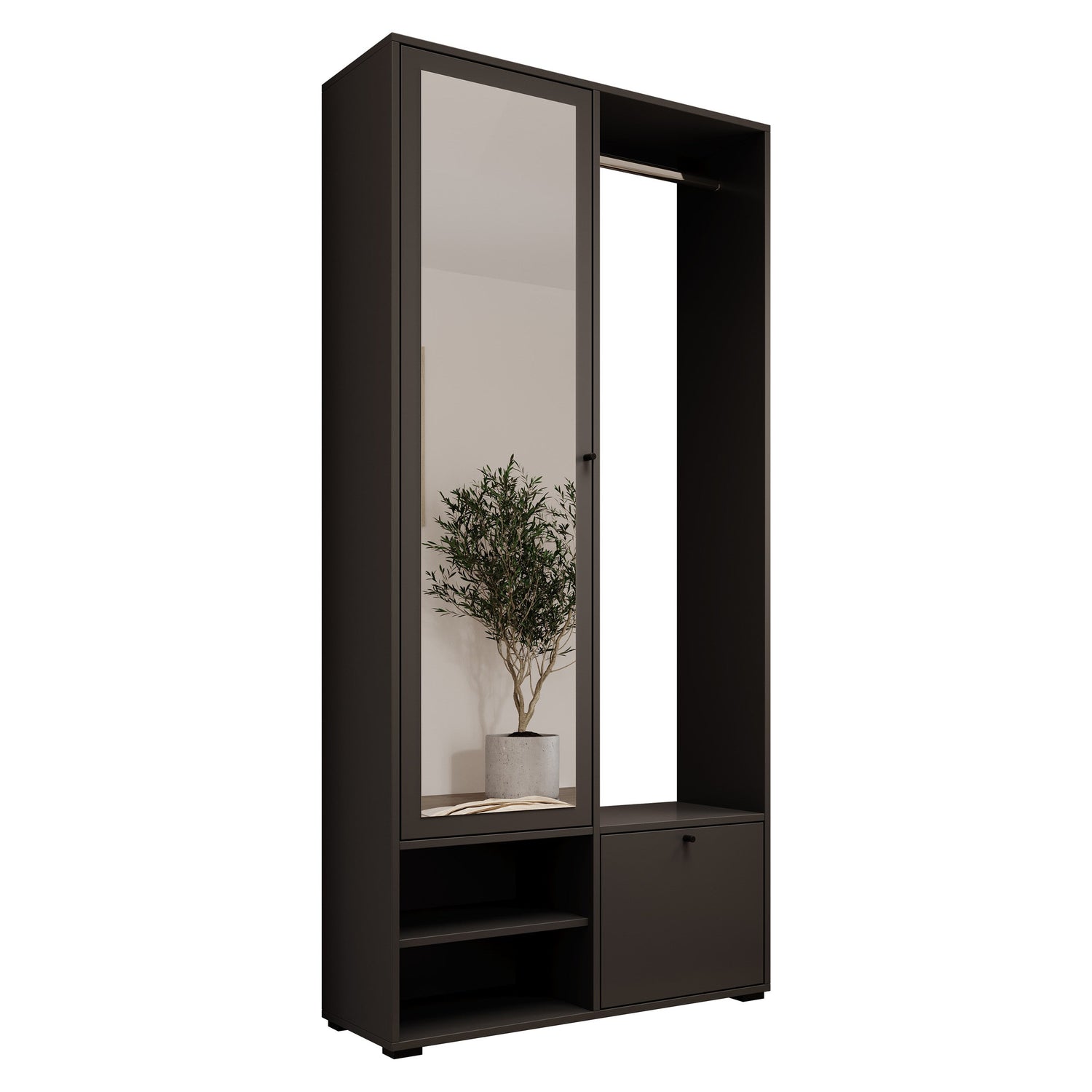 Meubella - Halkast Deacon - Zwart - 90 cm - Met spiegel