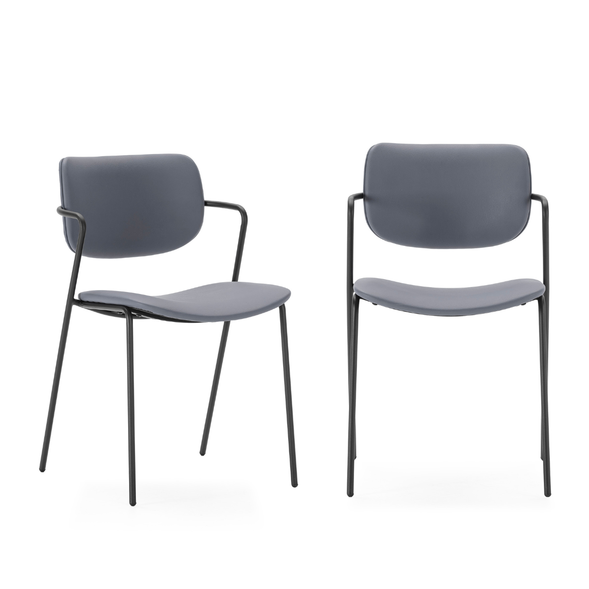Calicosy - Set 2 stoelen MAIKA - L49 cm - Zwart metaal
