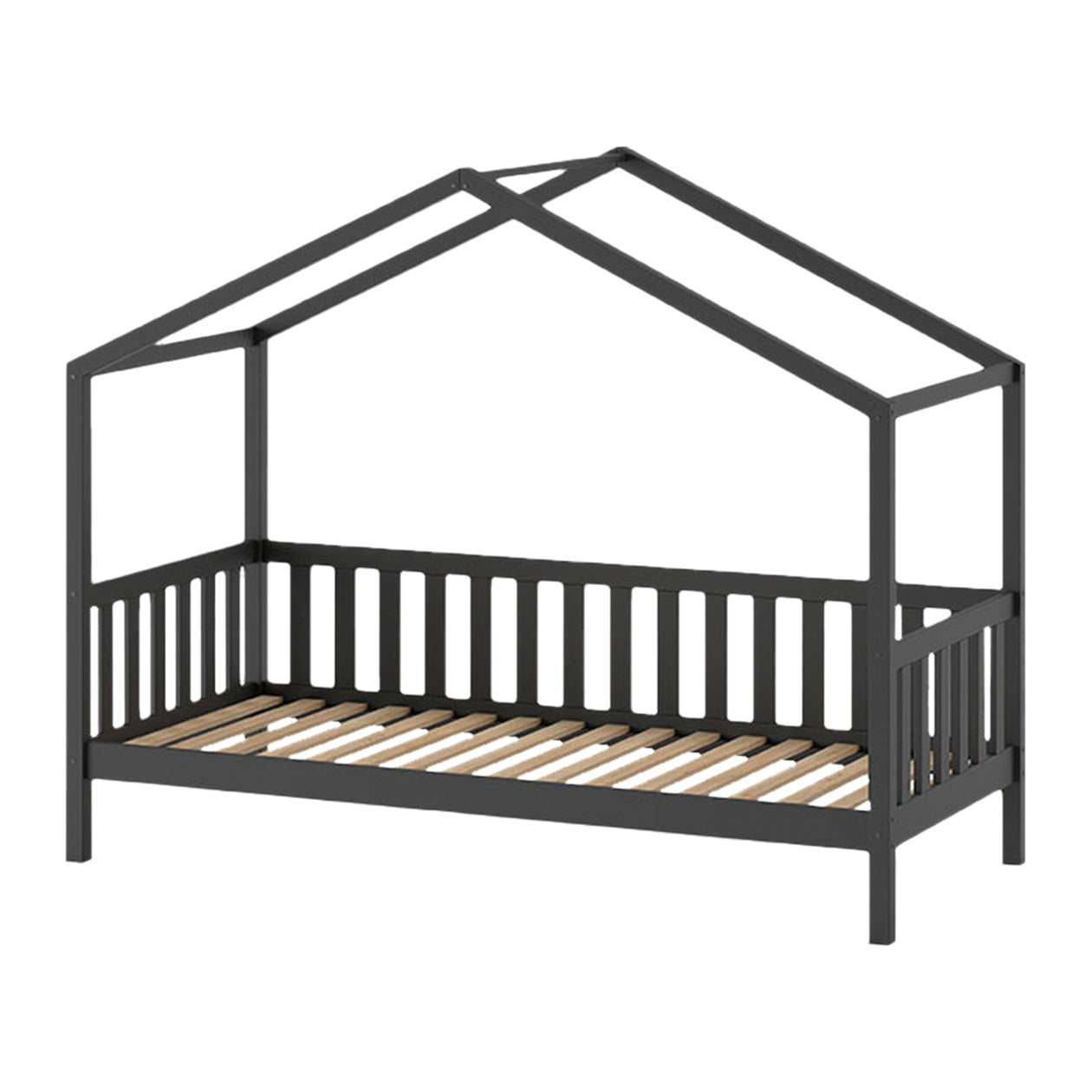 Vipack Dallas Huisbed met Hekje 90 x 200 cm - Antraciet