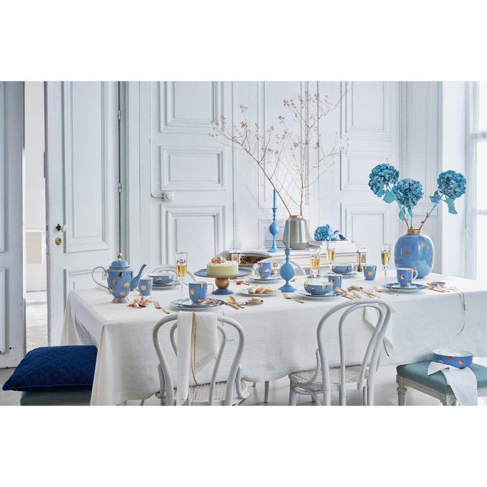 Pip Studio Serveerschaal Rond - Fruitschaal - Blauw| Goud - 32x12.5cm