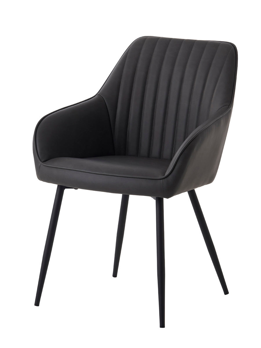 Giga Living - Eetkamerstoel Grijs PU Leer - Nolan Stripe - Set van 2