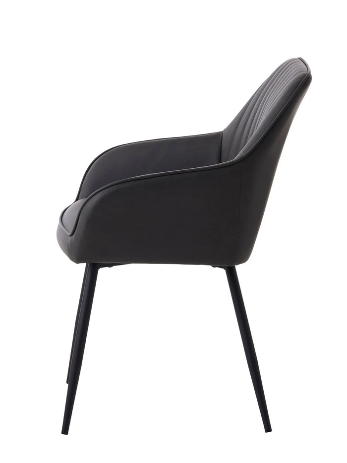 Giga Living - Eetkamerstoel Grijs PU Leer - Nolan Stripe - Set van 2