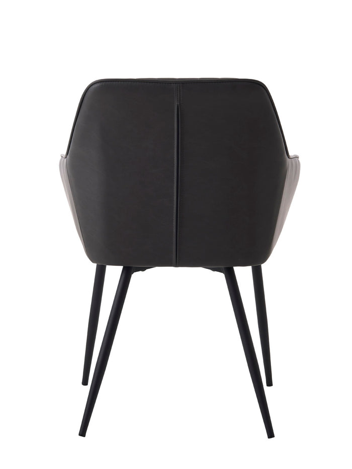 Giga Living - Eetkamerstoel Grijs PU Leer - Nolan Stripe - Set van 2