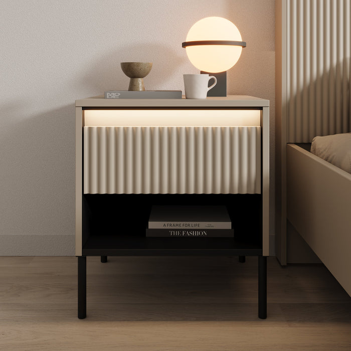 Meubella - Nachtkastje Timoteo 2 - Beige - 46 cm