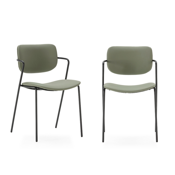 Calicosy - Set 2 stoelen MAIKA - L49 cm - Zwart metaal
