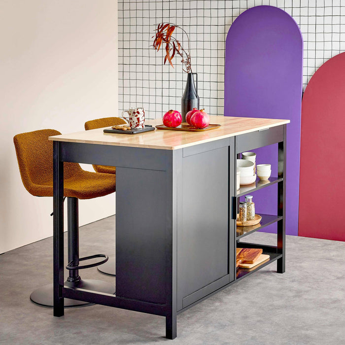 sweeek - 3-in-1 keukeneiland, 5 planken, 1 deur, 1 lade, 120cm