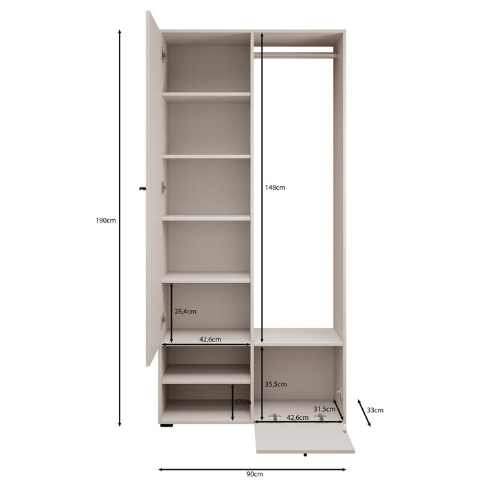 Meubella - Halkast Deacon - Wit - 90 cm - Met spiegel