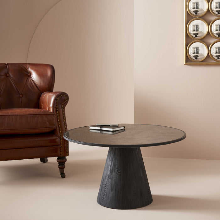 Signature - Salontafel MAFRA - L70 cm - Eiken en blauwe steen