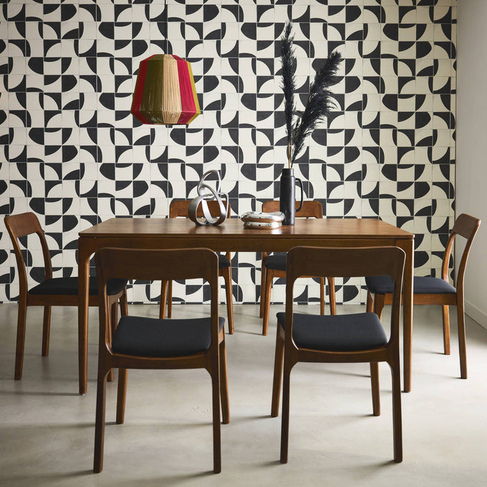 sweeek - Rechthoekige eettafel van rubberhout en essenfineer 160 cm, 6