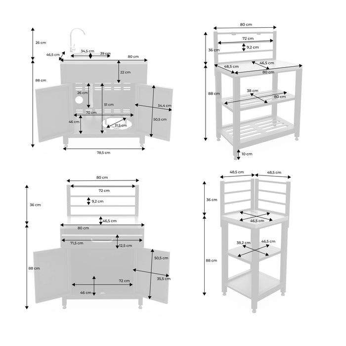 sweeek - Buitenkeuken met 4 stalen modules