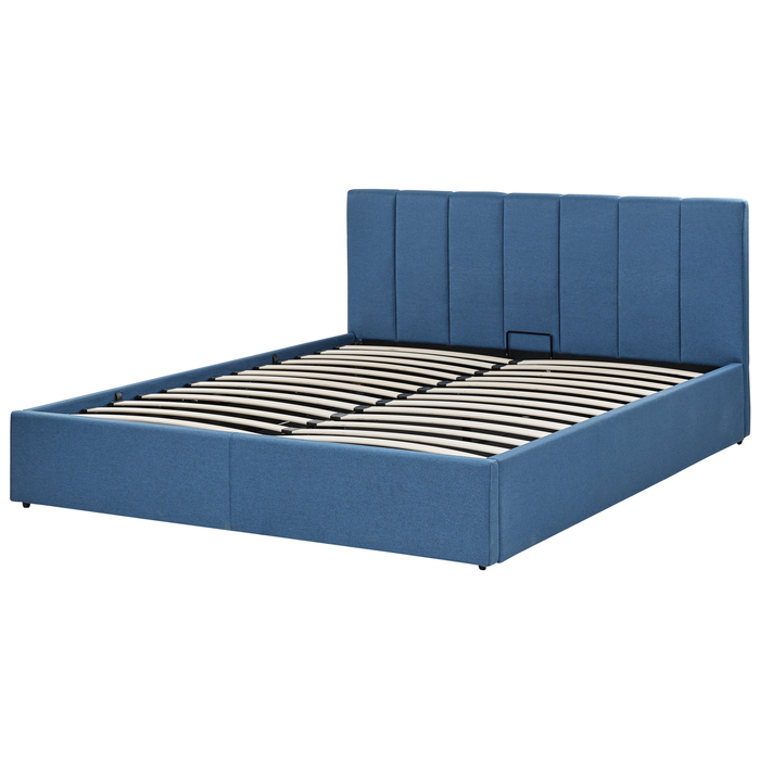 Beliani-DREUX-Bed met opbergruimte-Blauw-160 x 200 cm-Polyester